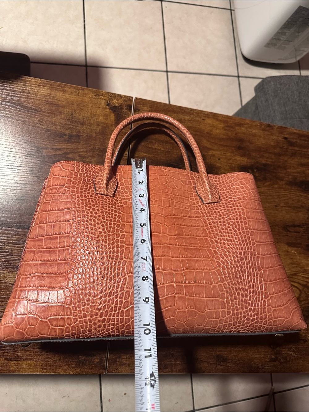 Elegant Genuine leather croc embossed Tote Bag